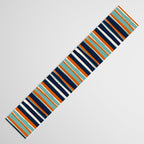 Stripes Abstract, Orange, Teal, Navy Table Runner Gallery Image 3