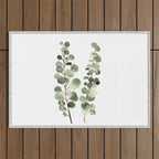 Eucalyptus (watercolor finger painting) Outdoor Rug Gallery Image 1