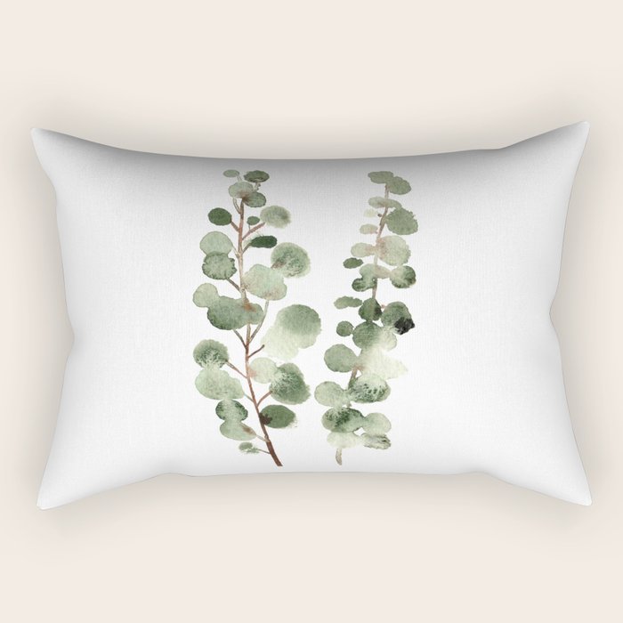 Eucalyptus (watercolor finger painting) Rectangular Pillow Gallery Image 2