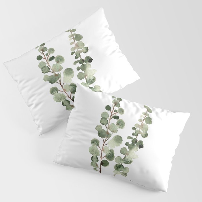 Eucalyptus (watercolor finger painting) Pillow Sham Gallery Image 3