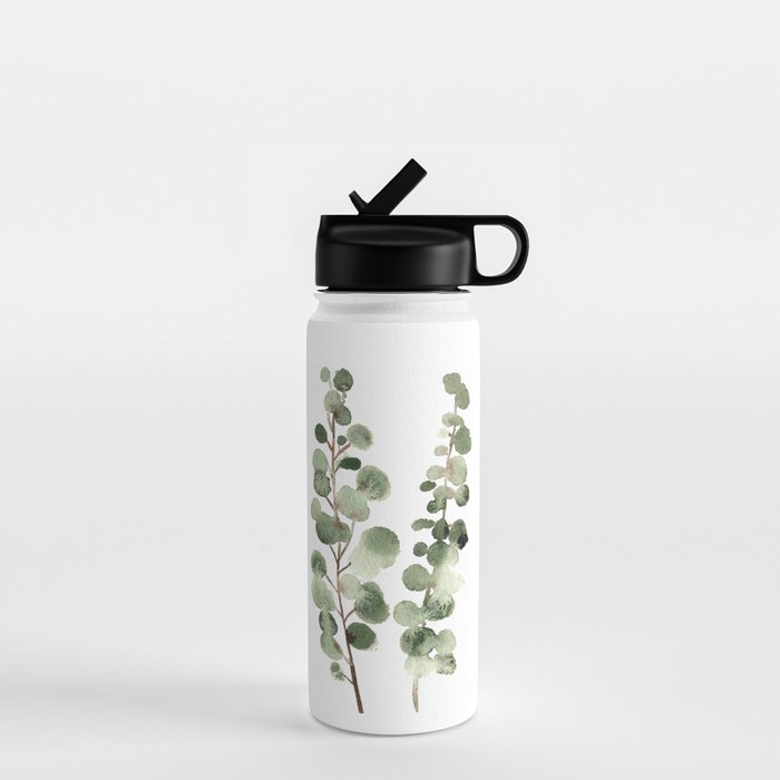 Eucalyptus (watercolor finger painting) Water Bottle Gallery Image 1