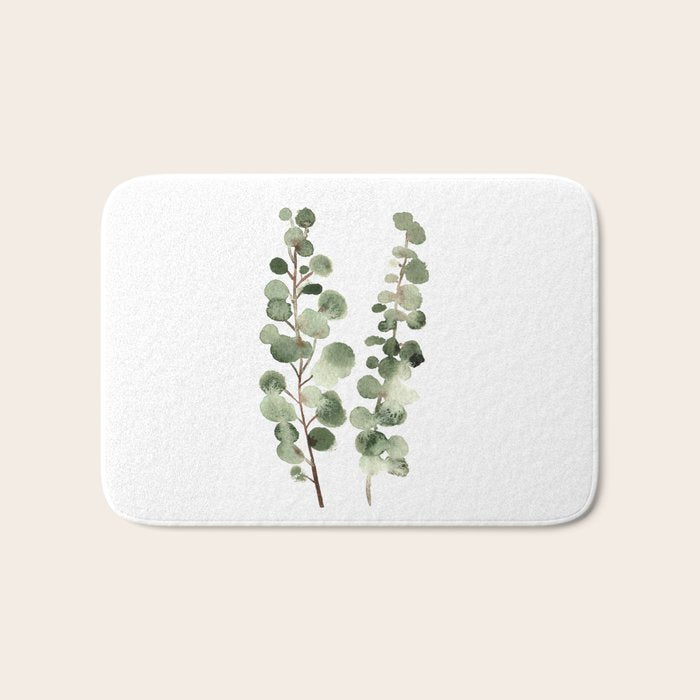 Eucalyptus (watercolor finger painting) Bath Mat Gallery Image 1