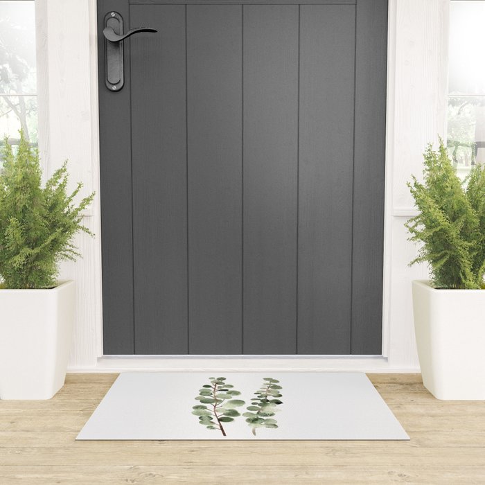 Eucalyptus (watercolor finger painting) Welcome Mat Gallery Image 3