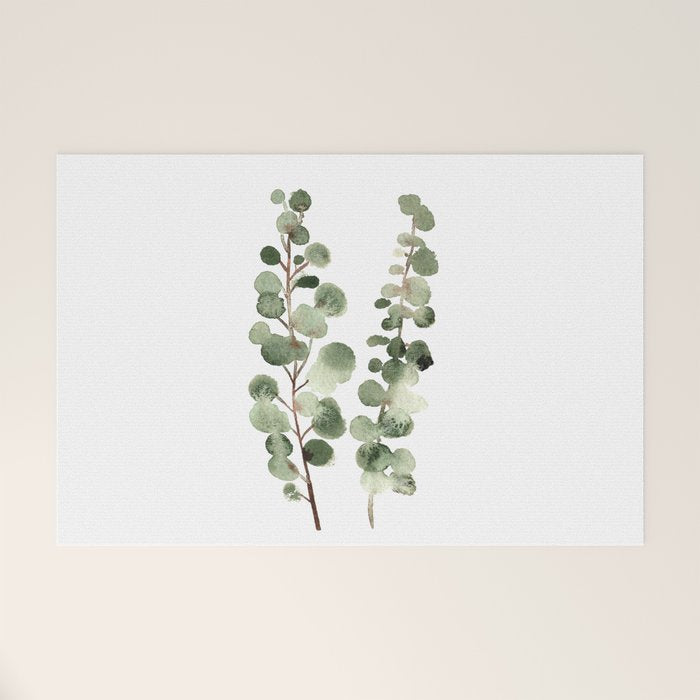 Eucalyptus (watercolor finger painting) Welcome Mat Gallery Image 1
