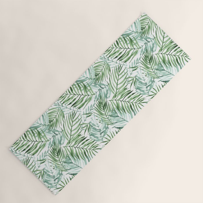 Watercolor palm leaves pattern Yoga Mat Gallery Image 1