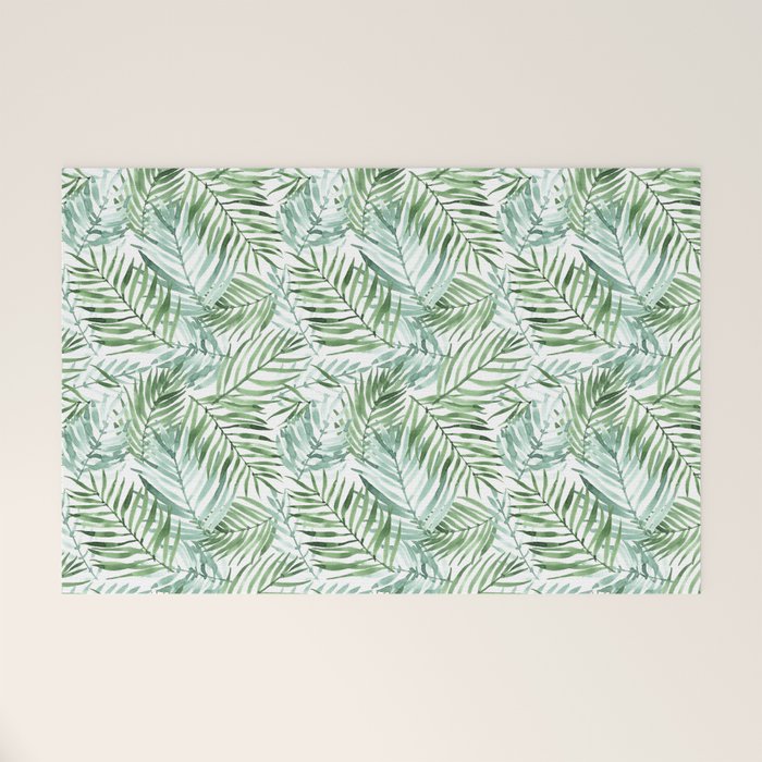Watercolor palm leaves pattern Welcome Mat Gallery Image 1