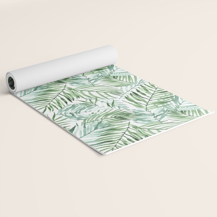 Watercolor palm leaves pattern Yoga Mat Gallery Image 2