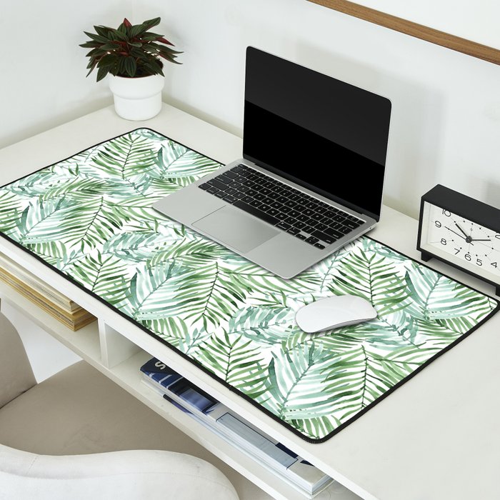 Watercolor palm leaves pattern Desk Mat Gallery Image 2