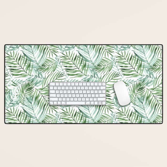 Watercolor palm leaves pattern Desk Mat Gallery Image 1