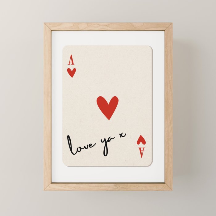 Love Ya Ace of Hearts Playing Card Note Trendy Red and Black Mini Art Print Gallery Image 1