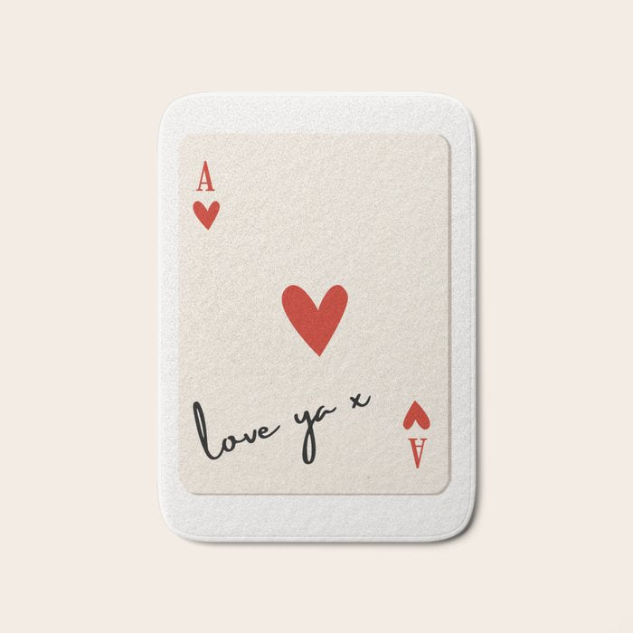 Love Ya Ace of Hearts Playing Card Note Trendy Red and Black Bath Mat Gallery Image 1