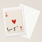 Love Ya Ace of Hearts Playing Card Note Trendy Red and Black Stationery Card Gallery Image 2