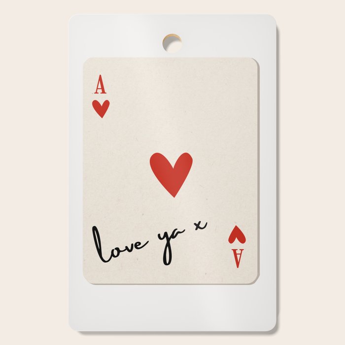 Love Ya Ace of Hearts Playing Card Note Trendy Red and Black Cutting Board Gallery Image 1