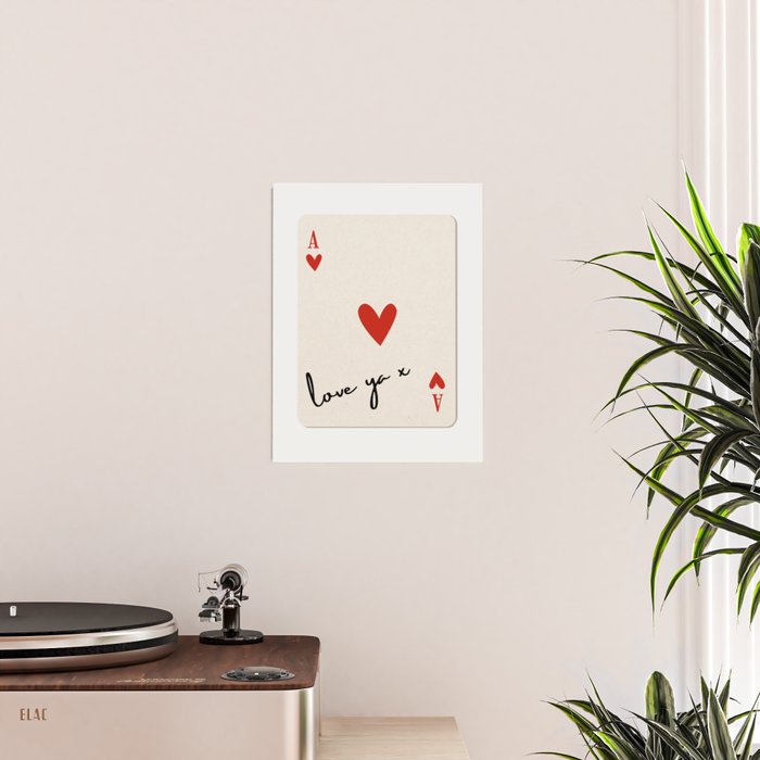 Love Ya Ace of Hearts Playing Card Note Trendy Red and Black Poster Gallery Image 2