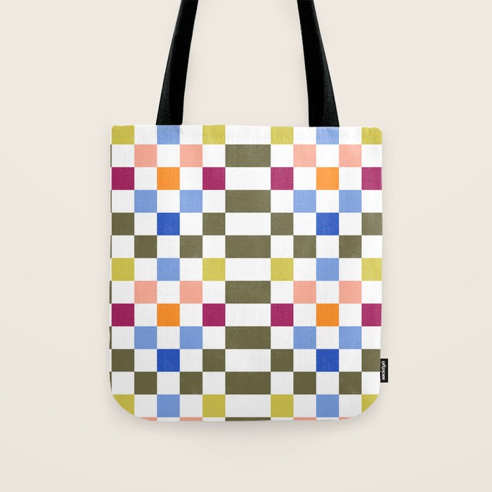 Colorful Mod Checkerboard Tote Bag Gallery Image 1