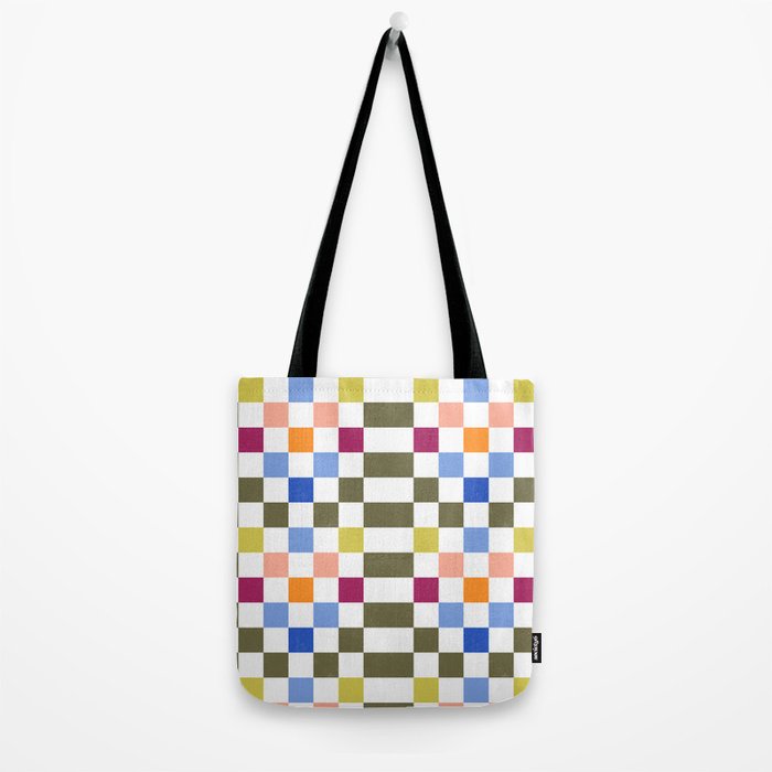 Colorful Mod Checkerboard Tote Bag Gallery Image 2