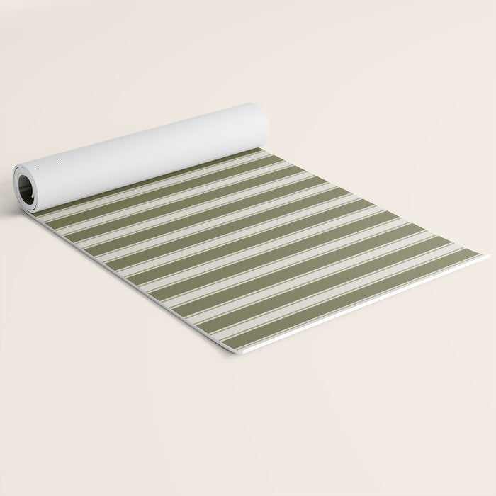 Olive Green Striped - Cozy Heirloom Yoga Mat Gallery Image 2