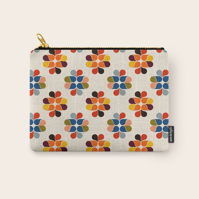 Mod Retro Floral Geometry in Multicolor Carry All Pouch Gallery Image 1
