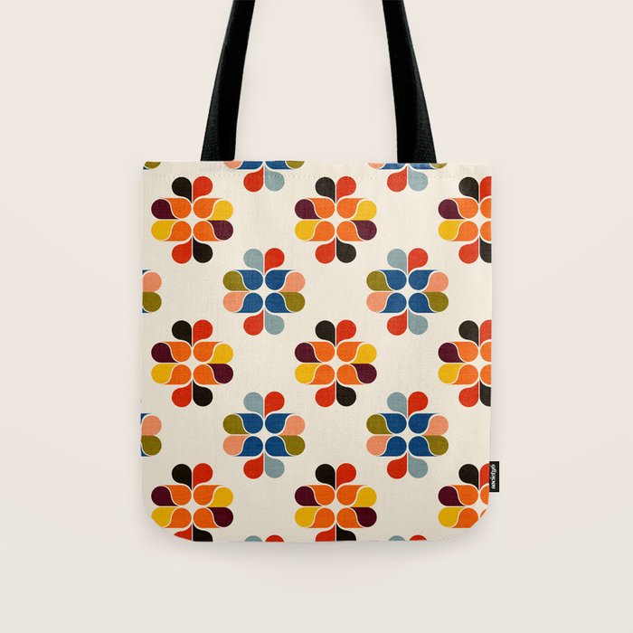 Mod Retro Floral Geometry in Multicolor Tote Bag Gallery Image 1
