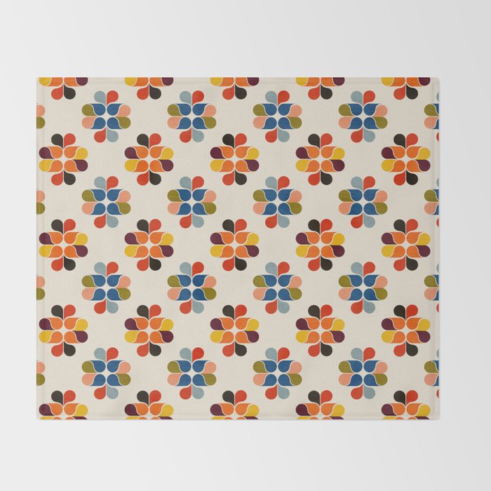 Mod Retro Floral Geometry in Multicolor Throw Blanket Gallery Image 2