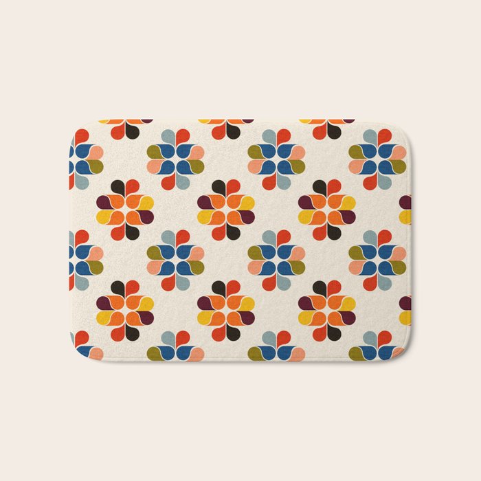 Mod Retro Floral Geometry in Multicolor Bath Mat Gallery Image 1