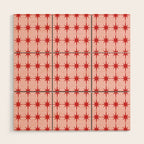 Mid Century Modern Atomic Stars Grid in Retro Christmas Red and Pink Wood Wall Art Gallery Image 1