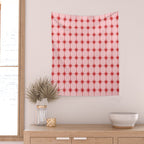 Mid Century Modern Atomic Stars Grid in Retro Christmas Red and Pink Wall Tapestry Gallery Image 2