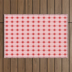 Mid Century Modern Atomic Stars Grid in Retro Christmas Red and Pink Outdoor Rug Gallery Image 1