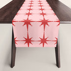 Mid Century Modern Atomic Stars Grid in Retro Christmas Red and Pink Table Runner Gallery Image 1