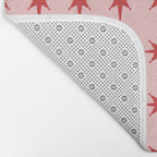 Mid Century Modern Atomic Stars Grid in Retro Christmas Red and Pink Bath Mat Gallery Image 2