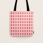 Mid Century Modern Atomic Stars Grid in Retro Christmas Red and Pink Tote Bag Gallery Image 1