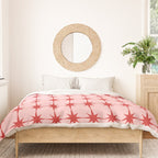 Mid Century Modern Atomic Stars Grid in Retro Christmas Red and Pink Duvet Cover Gallery Image 3