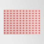 Mid Century Modern Atomic Stars Grid in Retro Christmas Red and Pink Rug Gallery Image 2