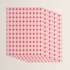 Mid Century Modern Atomic Stars Grid in Retro Christmas Red and Pink Wrapping Paper Gallery Image 3