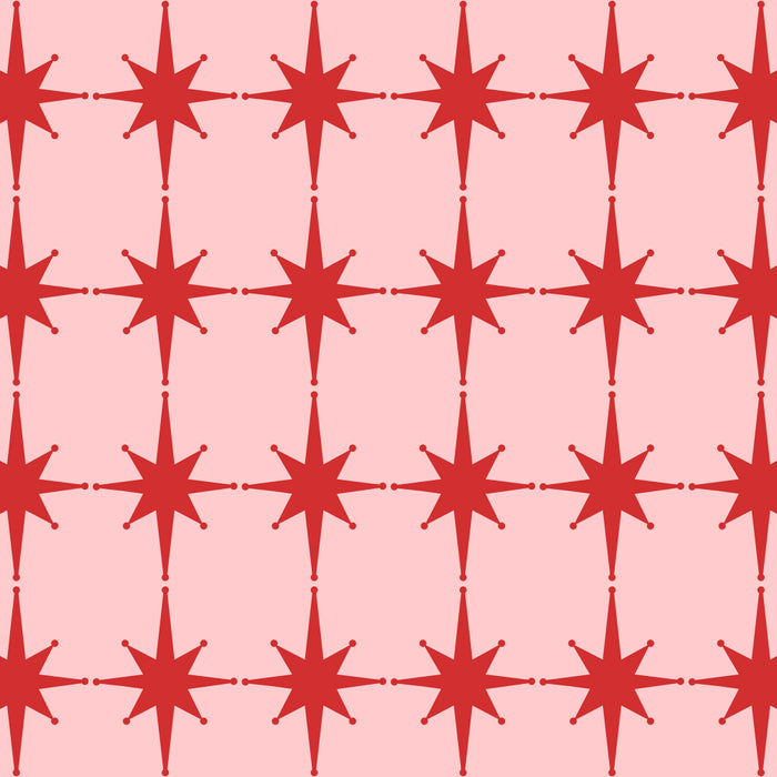 Mid Century Modern Atomic Stars Grid in Retro Christmas Red and Pink Coffee Mug Gallery Image 2