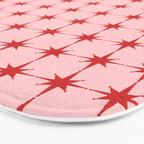 Mid Century Modern Atomic Stars Grid in Retro Christmas Red and Pink Bath Mat Gallery Image 3