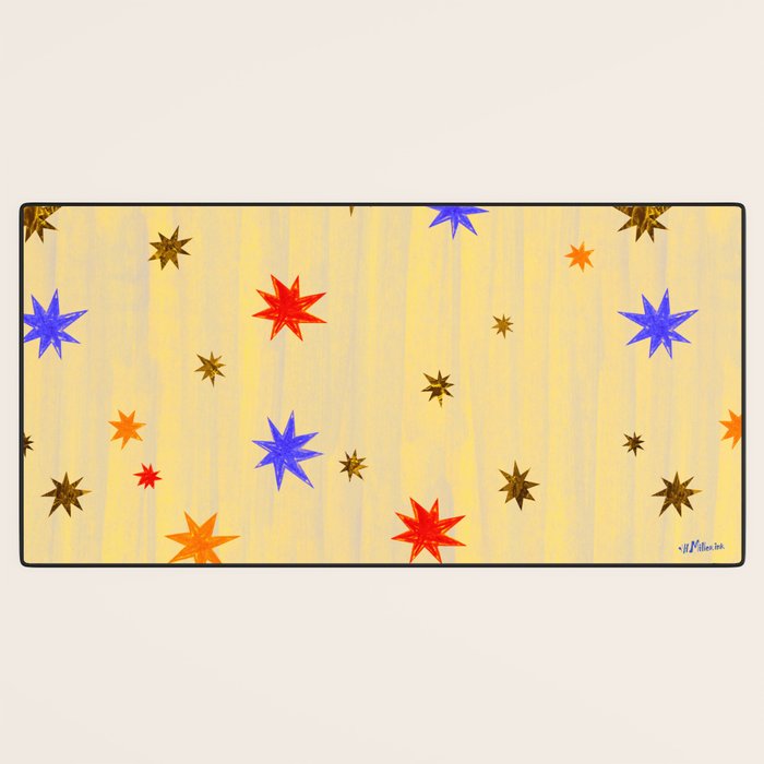 Celestial Star Twinkle in Golden Amber Watercolor Desk Mat Gallery Image 3