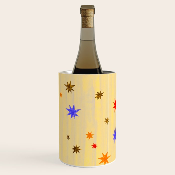 Celestial Star Twinkle in Golden Amber Watercolor Wine Chiller Gallery Image 2