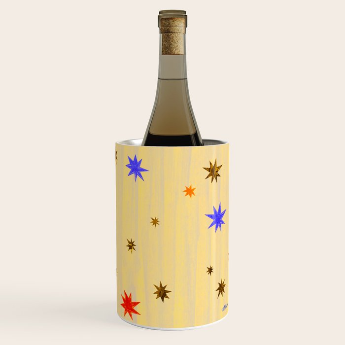 Celestial Star Twinkle in Golden Amber Watercolor Wine Chiller Gallery Image 3