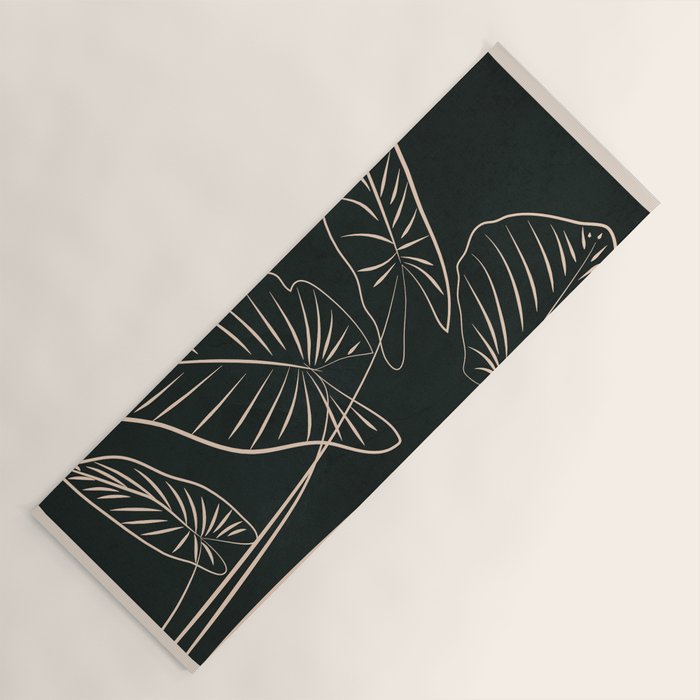 Minimalist Black & White Leaves 1 Yoga Mat Gallery Image 1