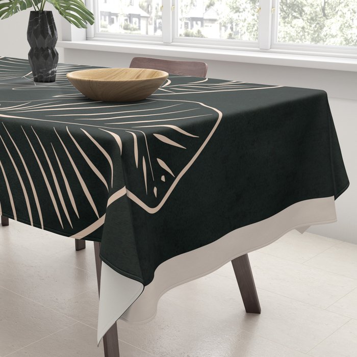 Minimalist Black & White Leaves 1 Tablecloth Gallery Image 3