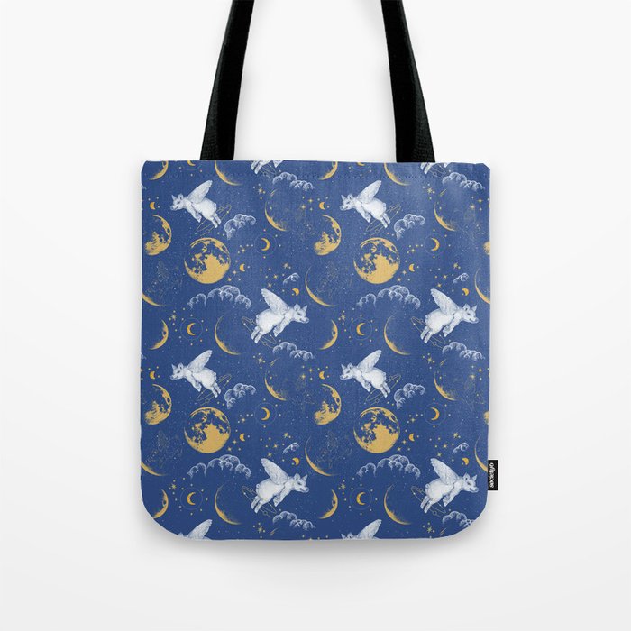 Celestial Pigs lunar blue Tote Bag Gallery Image 1