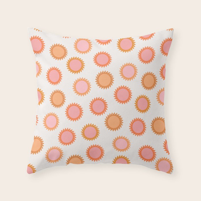 Autumn Equinox - Colorful Sun Pattern Throw Pillow Gallery Image 6
