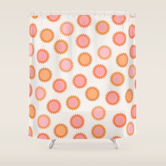 Autumn Equinox - Colorful Sun Pattern Shower Curtain Gallery Image 1