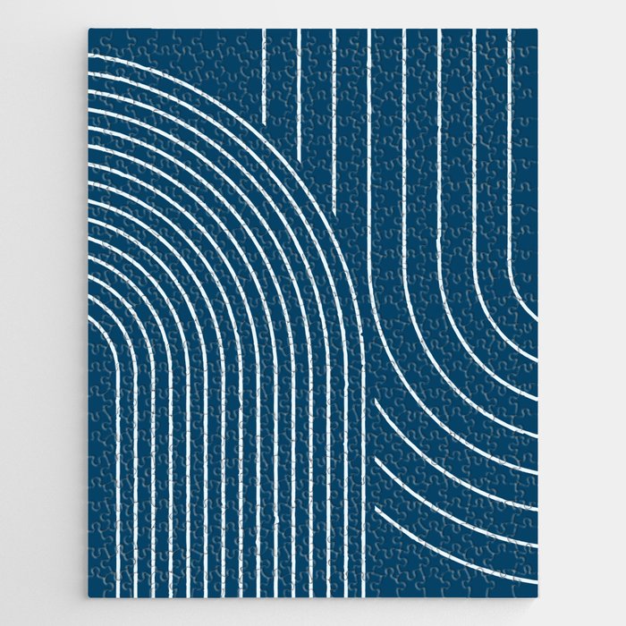 Geometric Lines in night Blue 16 (Rainbow Abstract) Jigsaw Puzzle Gallery Image 1