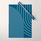 Geometric Lines in night Blue 16 (Rainbow Abstract) Wrapping Paper Gallery Image 1