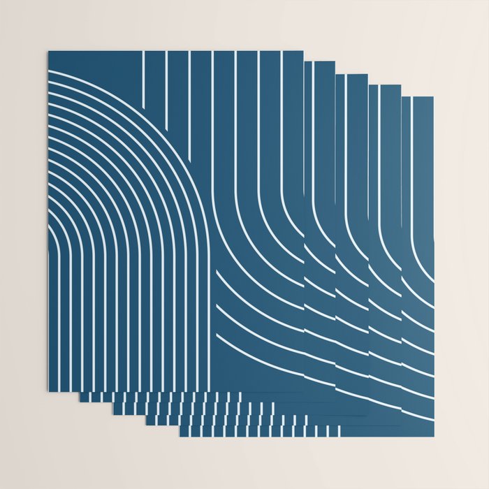 Geometric Lines in night Blue 16 (Rainbow Abstract) Wrapping Paper Gallery Image 3
