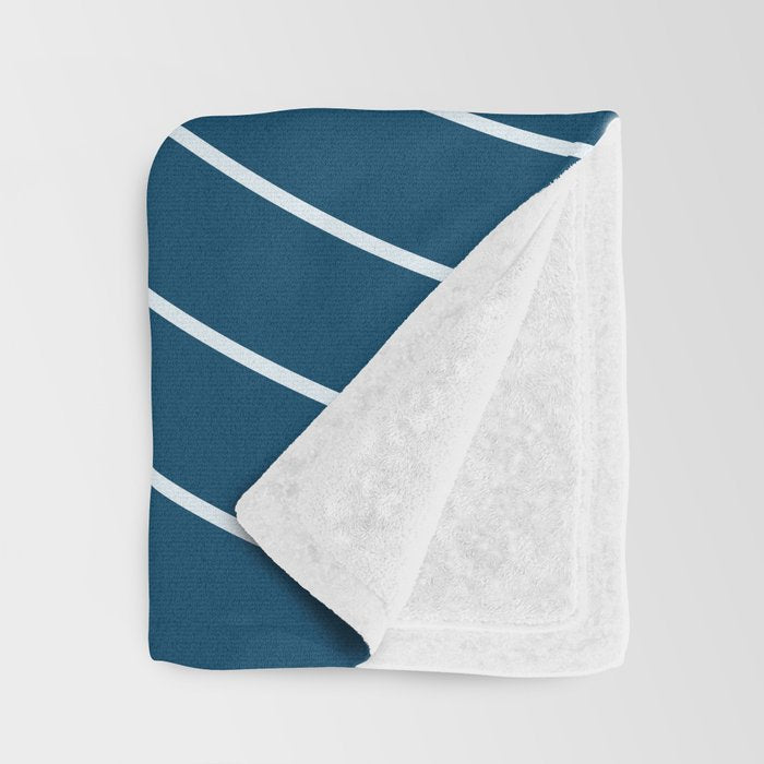 Geometric Lines in night Blue 16 (Rainbow Abstract) Throw Blanket Gallery Image 3