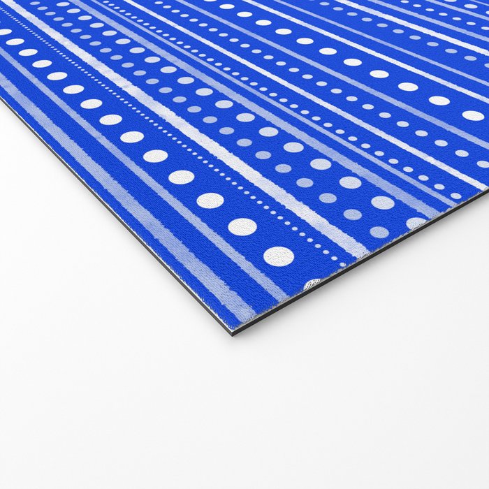 Bamako Striped and Dotted Pattern in Royal Blue Welcome Mat Gallery Image 2