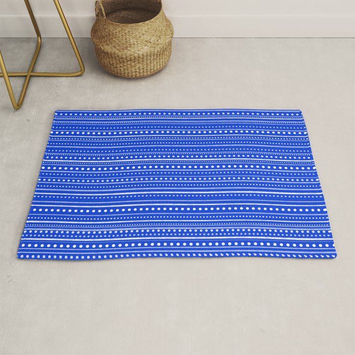 Bamako Striped and Dotted Pattern in Royal Blue Rug Gallery Image 1